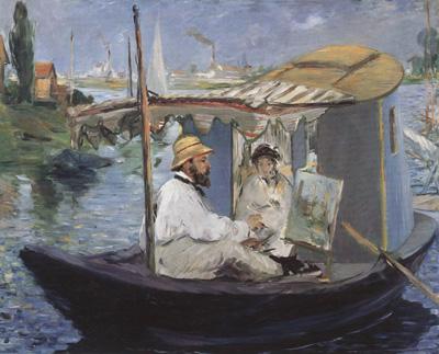 Edouard Manet Monet Painting in his Studio Boat (nn02)